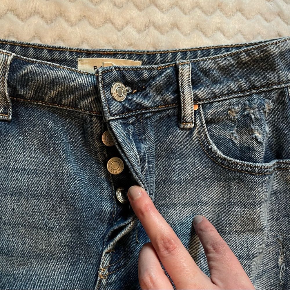 PacSun Mini Denim Skirt Raw Hem and Mixed Washes 27 - Picture 8 of 10